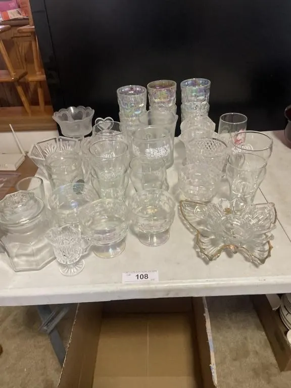 Glass items - jars, Coke, Pepsi, glasses, trinket