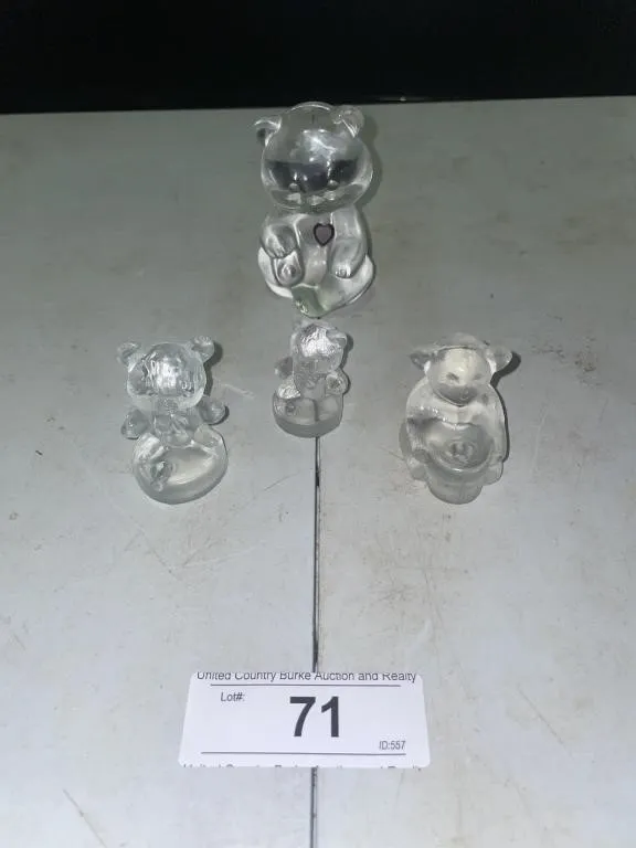 Fenton purple heart bear, small glass bears