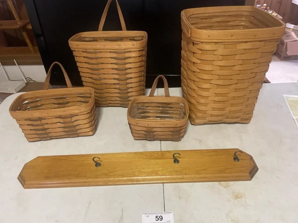 Longaberger wall baskets with hanging bracket,