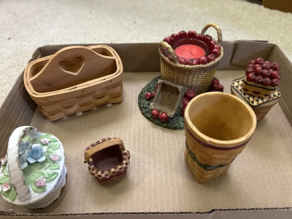Ceramic baskets, candle holder, Wicker basket