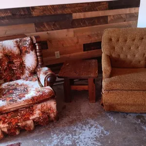Two arm chairs, multi color approximately