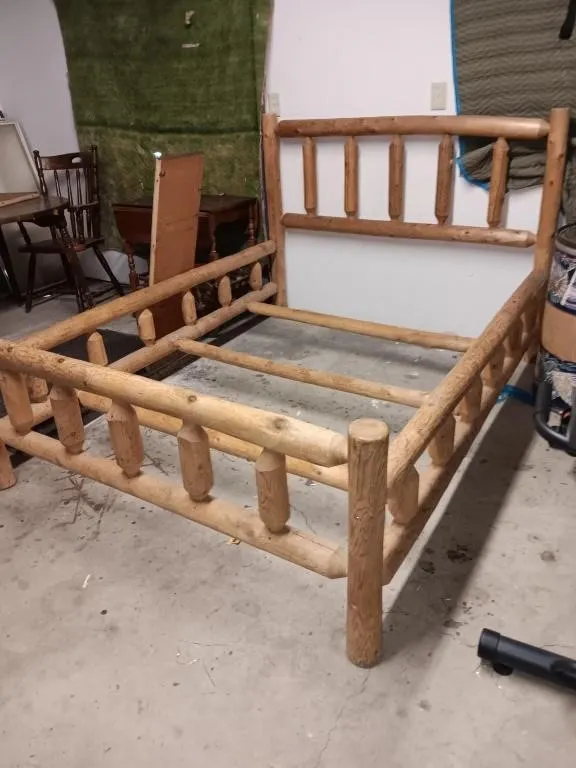 Lodge Log Bed Frame. Approx 63Wx82Lx47T. 47 Is