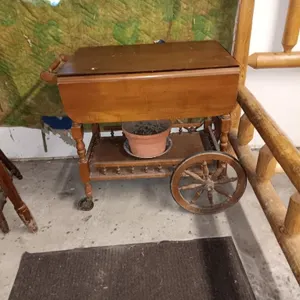 Drop Leaf Tea Cart. Wooden.  Approx