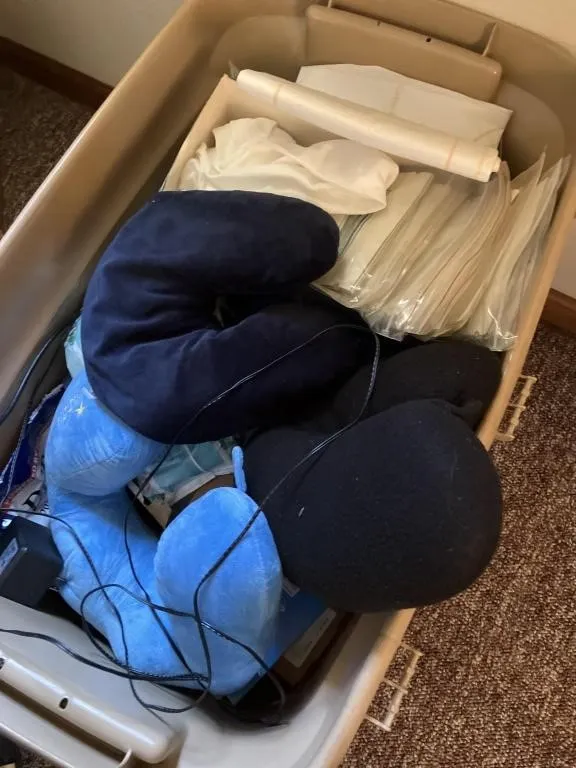 Tote of various medical supplies