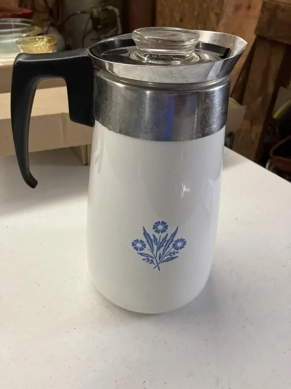Corning Ware Blue Cornflower coffee percolator
