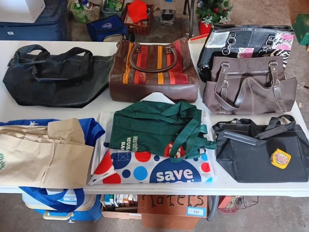 Assortment of women's purses and tote