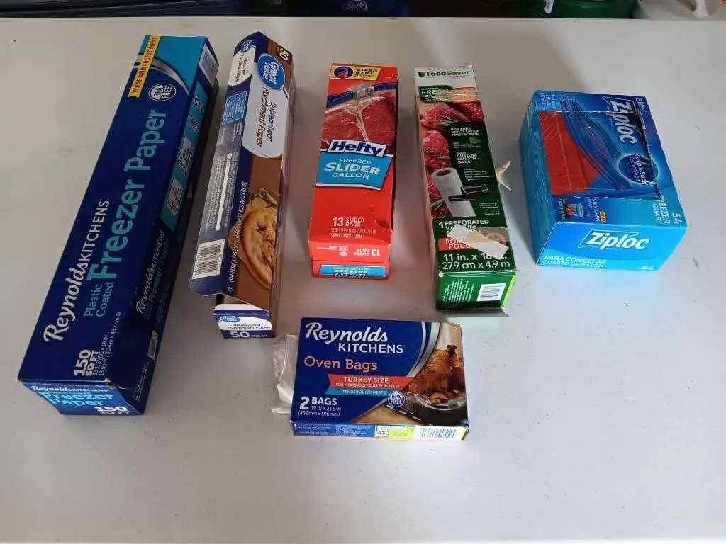 Assortment of kitchen bags,freezer paper and
