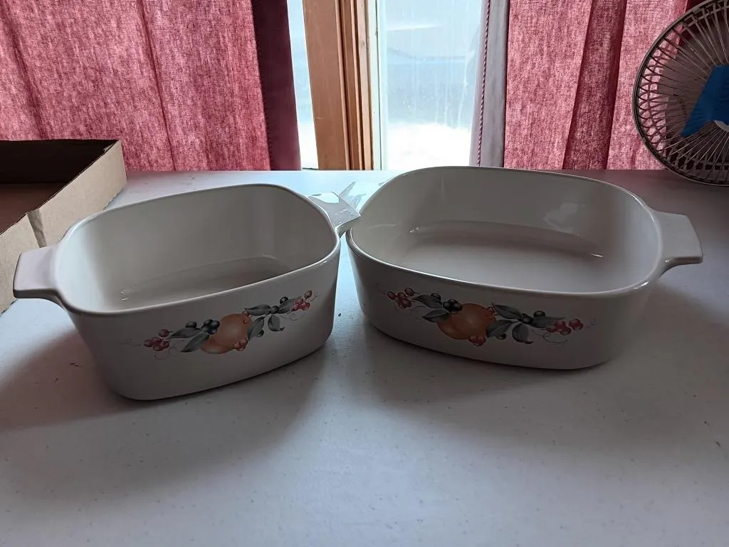 Corning ware casserole dishes, "Abundance" fruit