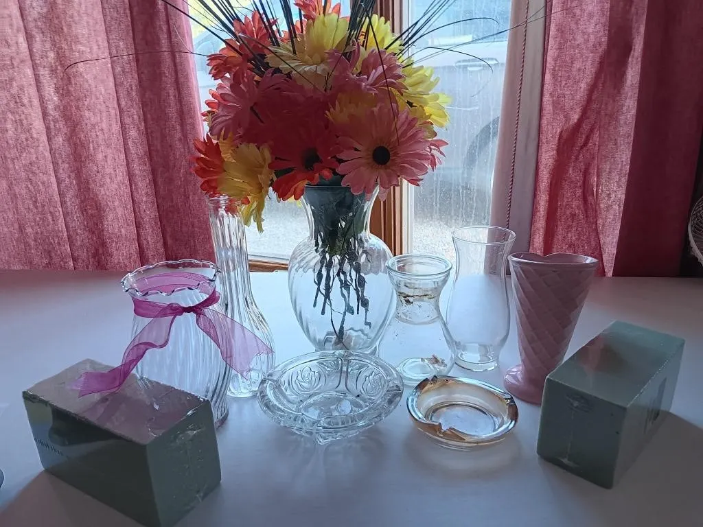 Flower Vases, foam blocks, trays.