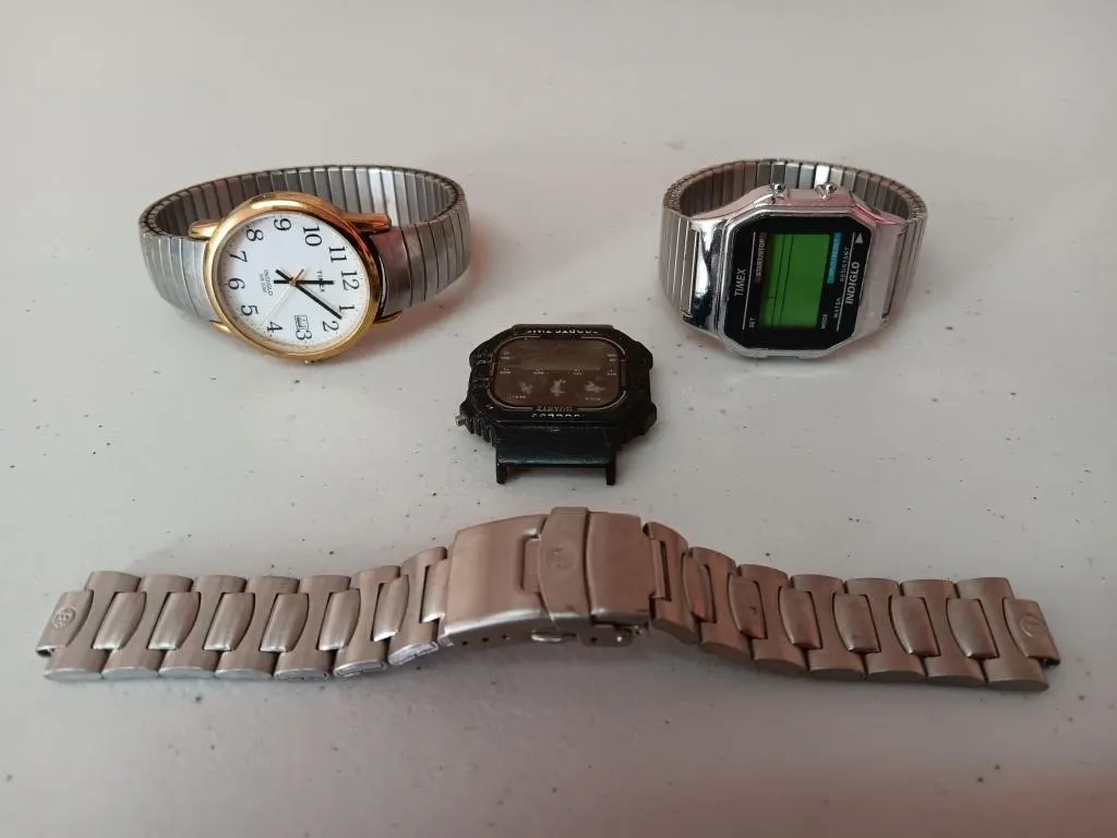 Timex watches ,stainless band,and no brand watch.