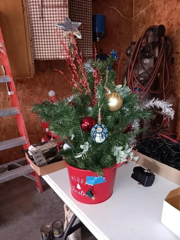 Artificial Christmas Tree With Ornaments. Approx