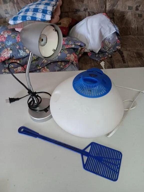 Vicks Steam Vaporizer (powered on), Desk Lamp