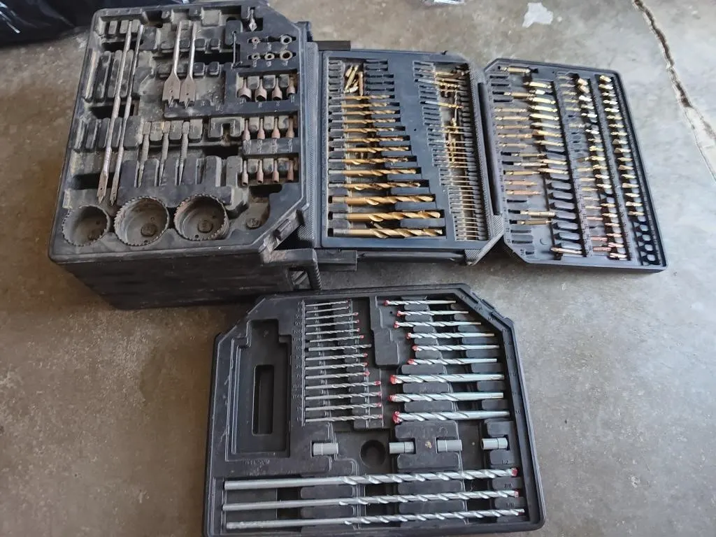 Assortment of Drill bits, screwdriver