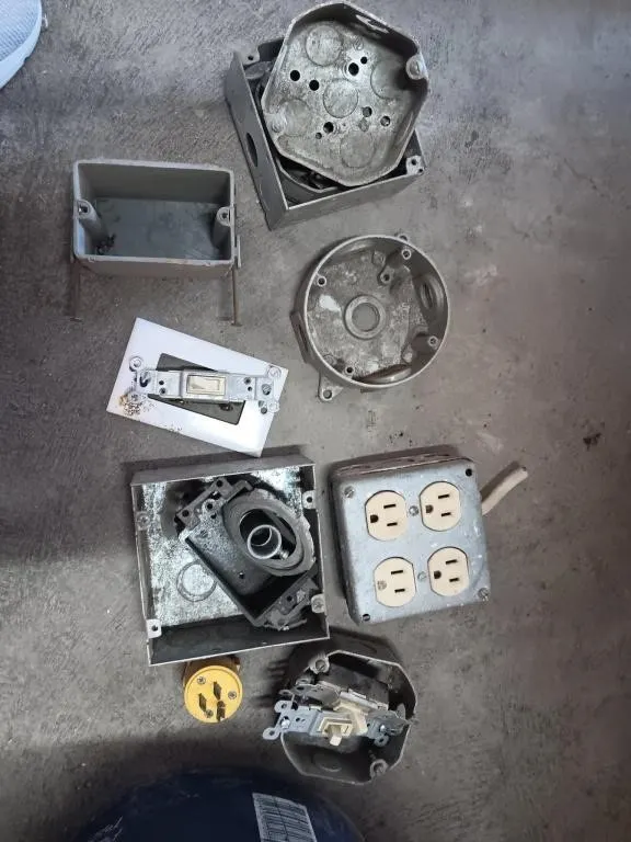 Assortment of electrical boxes and accessories.