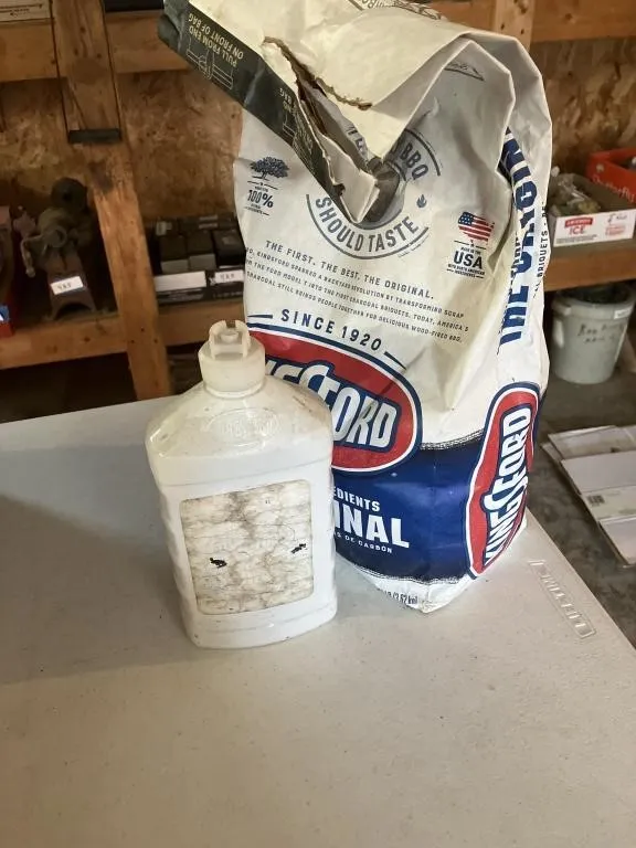 Half bag of charcoal & fluid