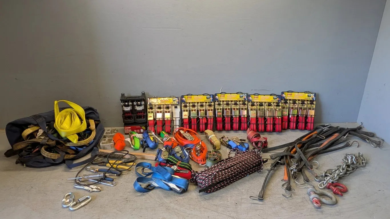 Assorted Straps, Chains and Bungee Cords