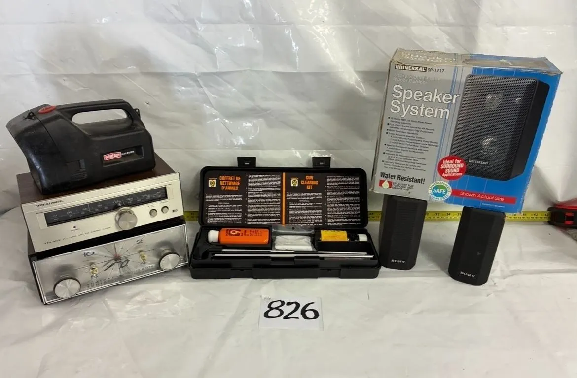 Radios, Speakers, Flashlight, Gun Cleaning Kit