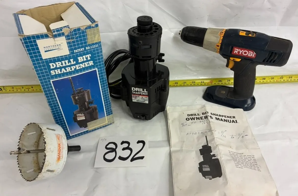 Drill Bit Sharpener, Ryobi ½” Drill, 4” Hole Saw