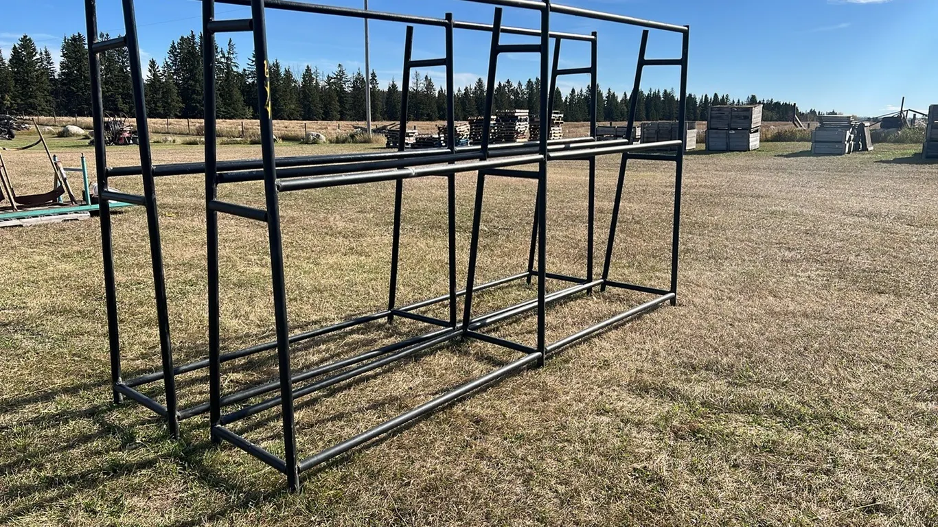 (2) 136" Tall 1" Tube 3 Shelf Pipe Stands