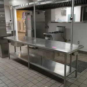 Metal Prep Table with Pot Rack