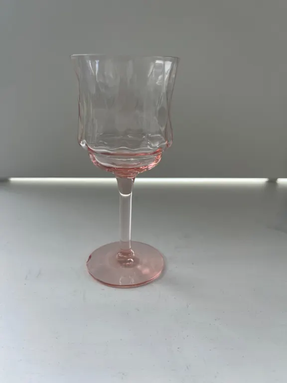 Pink Fluted Glass Goblet