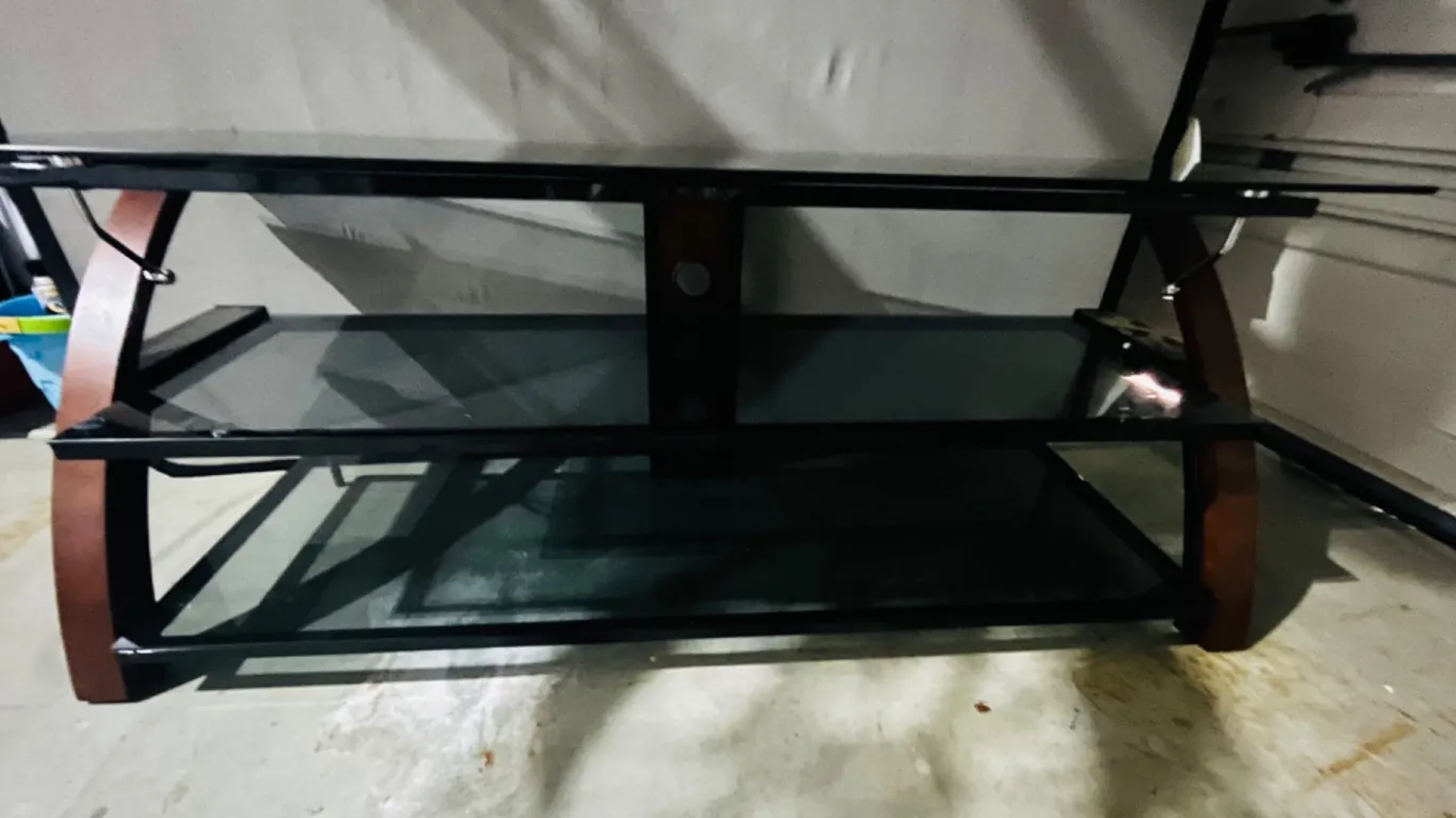 Multi-Tiered Glass and Wood Media Stand