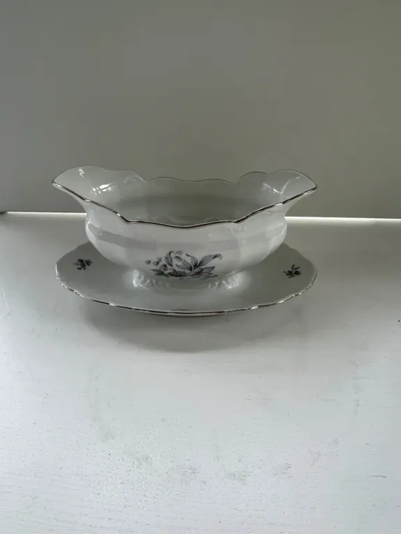 Bohemia Czech Porcelain Gravy Boat with Underplate