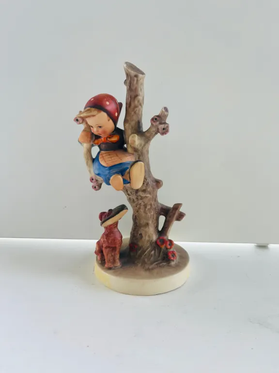 Goebel Hummel Boy Climbing Tree with Dog Figurine