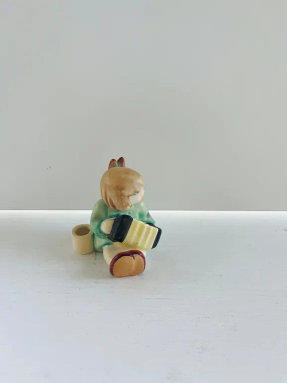 Vintage Ceramic Angel Figurine Playing Accordion