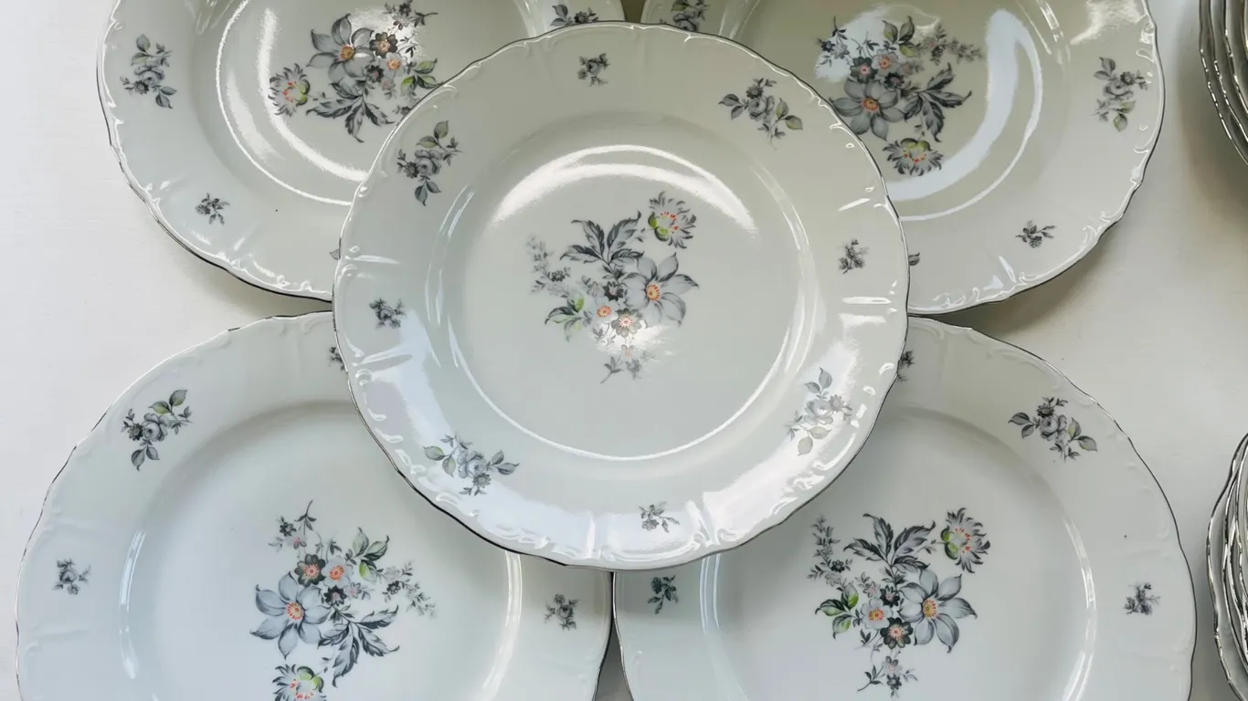 Wild Flower Porcelain Dinner Plates, Set of 12