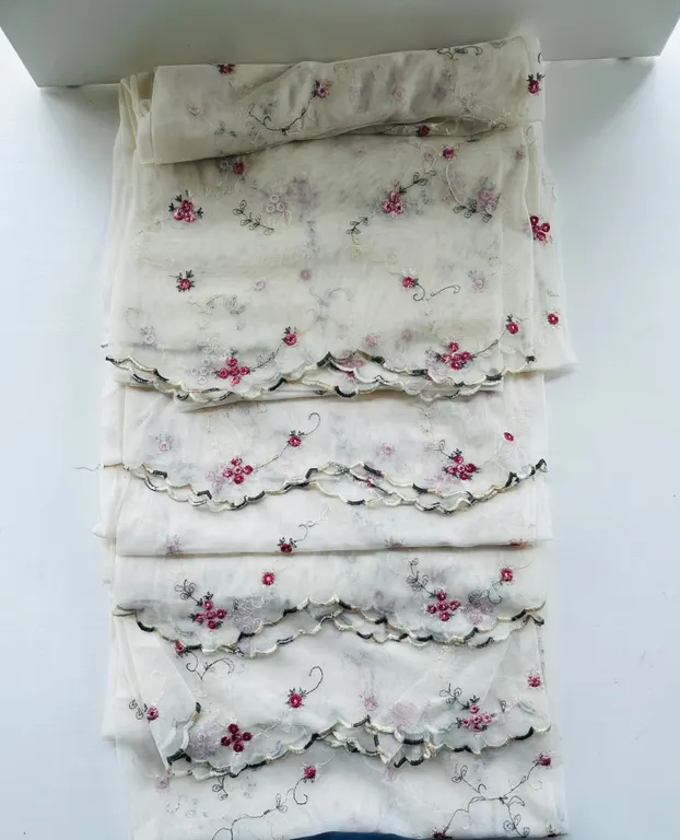 Embroidered Floral Sheer Valance Panels