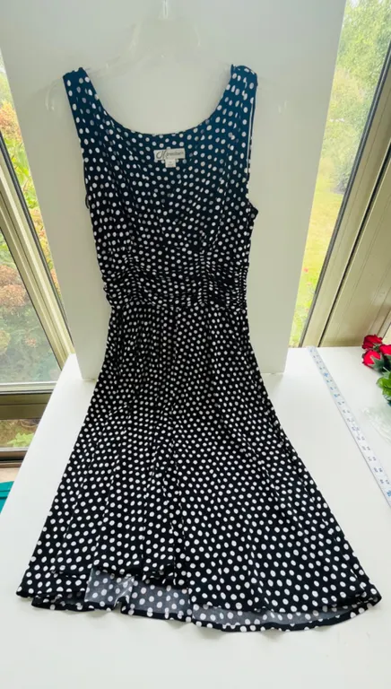 Dressbarn Black & White Polka Dot Sleeveless Dress