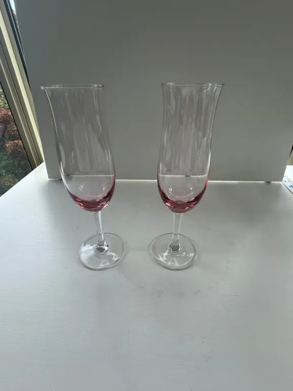 Pink Dansk Stemmed Fluted Glasses, Set of 2