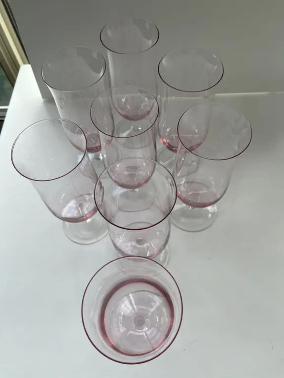 Pink Dansk Tinted Stemware Glasses Set