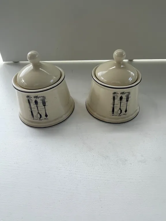 Ceramic Canister Set with Utensil Motif