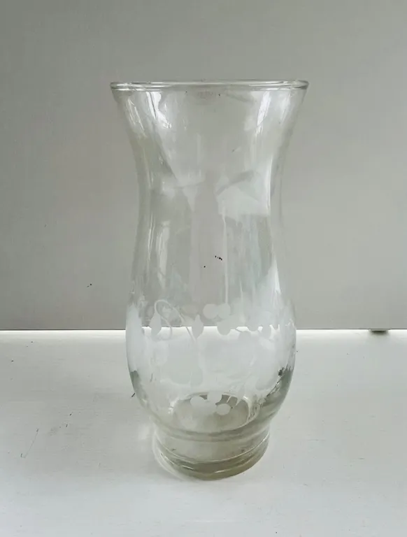 Clear Glass Etched Floral Hurricane Lamp Shade