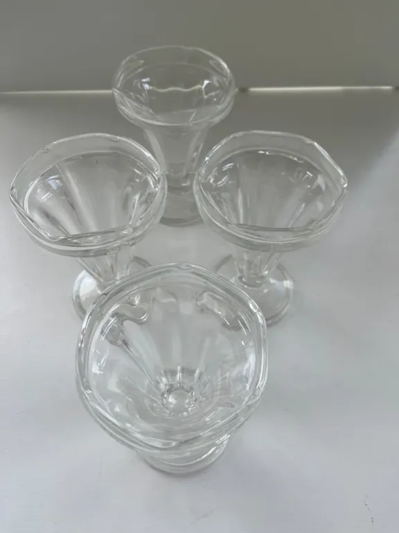 Set of Four Clear Glass Sundae Dishes