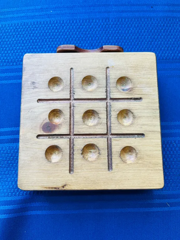 Wooden Tic-Tac-Toe Game with Marbles