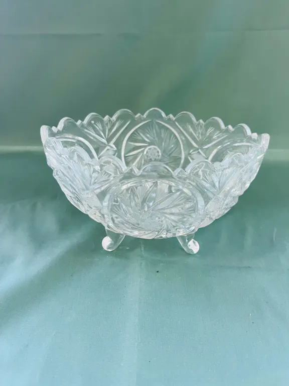 Footed Cut Glass Bowl