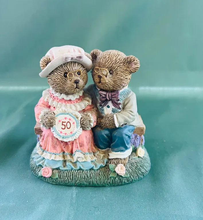 Russ Teddy Town Wedding Anniversary Figurine