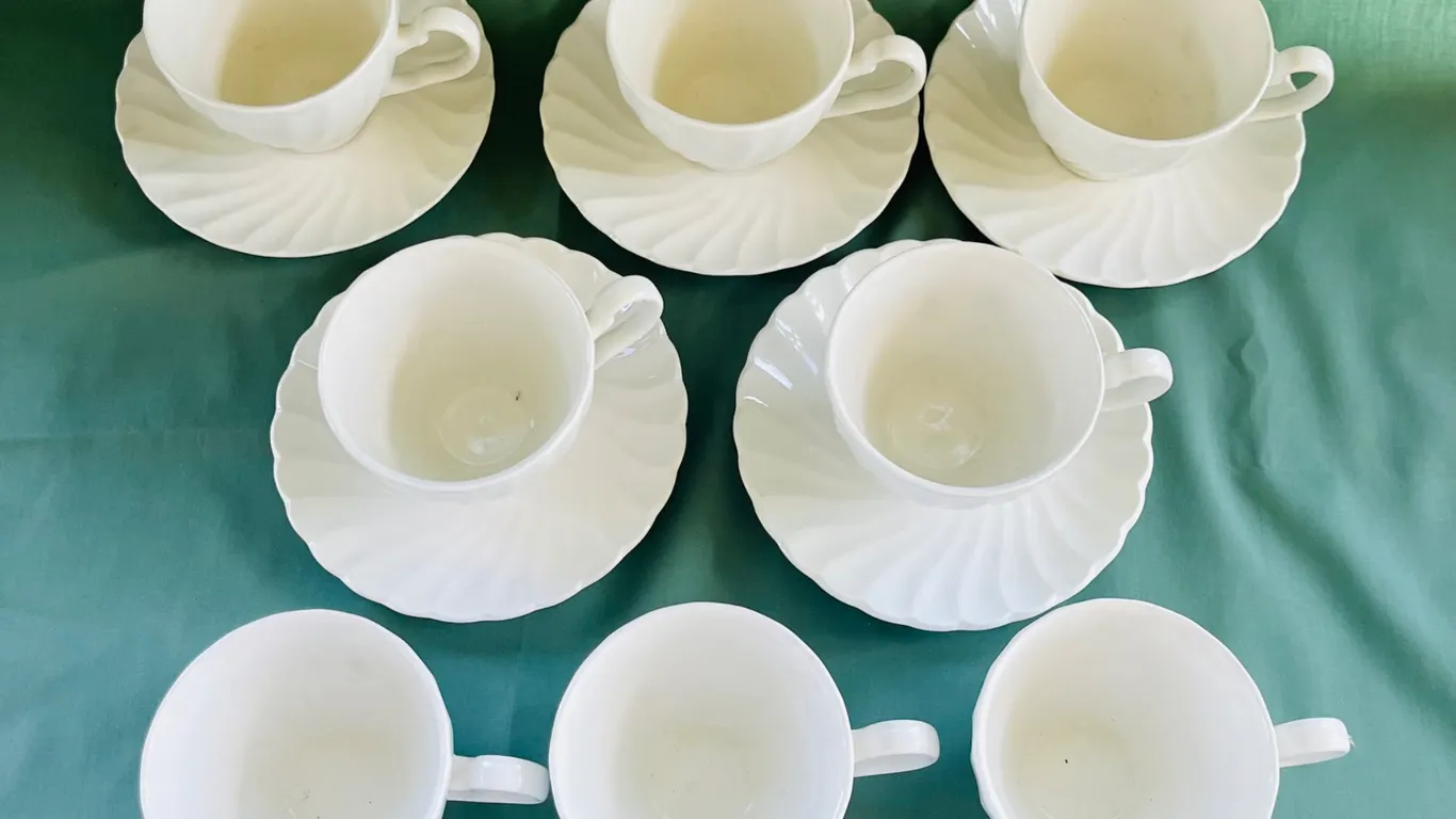 Johnson Bros Ironstone Swirl Teacup and Saucer Set
