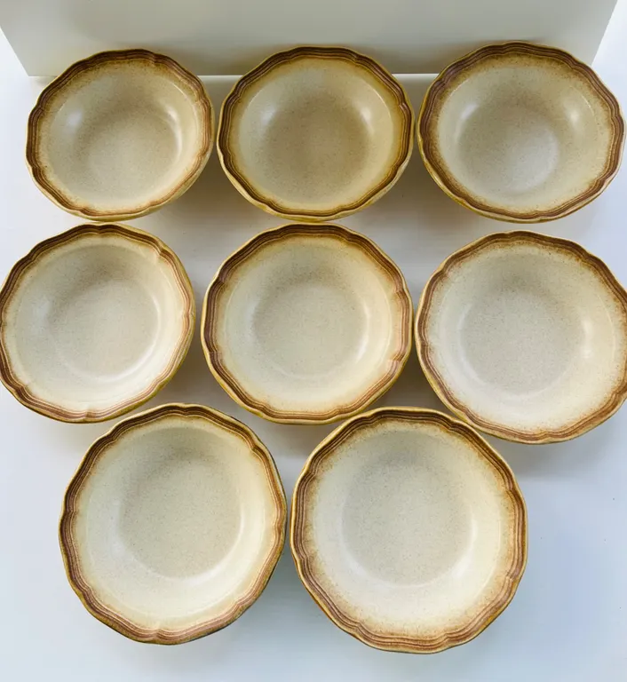 Mikasa 'Whole Wheat' Scalloped Ceramic Bowls, Set of 8