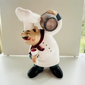 Italian Chef Figurine with Wine Barrel