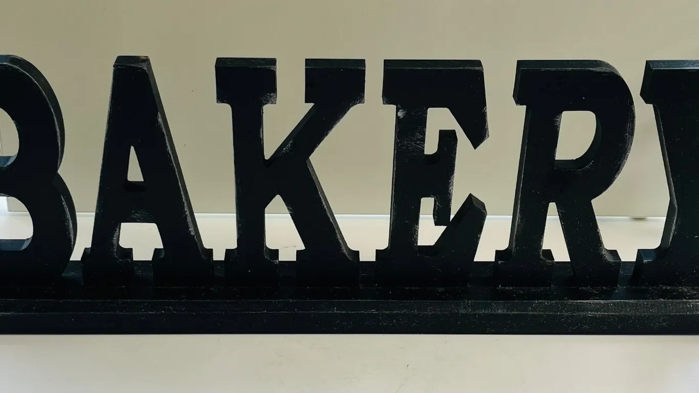Distressed Black Wooden "BAKERY" Sign