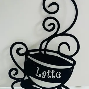 Metal Latte Cup Wall Decor Sign