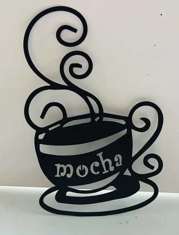 Metal "Mocha" Coffee Cup Wall Decor Sign