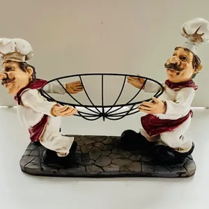 Chef Figurine Decorative Fruit Basket Holder