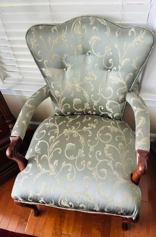 Upholstered Armchair with Scroll Pattern