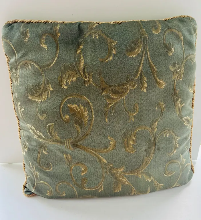 Green & Gold Damask Decorative Throw Pillow