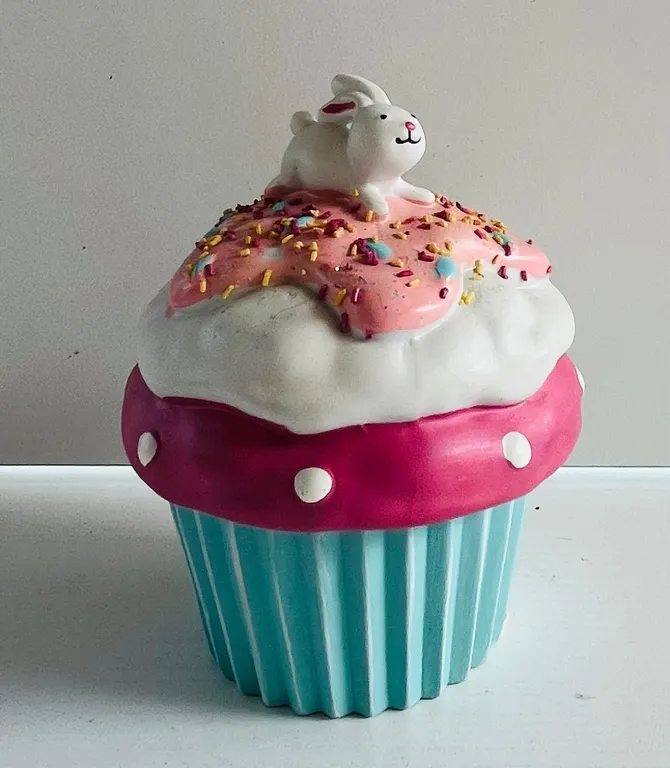 Ceramic Cupcake Candle Holder with Bunny